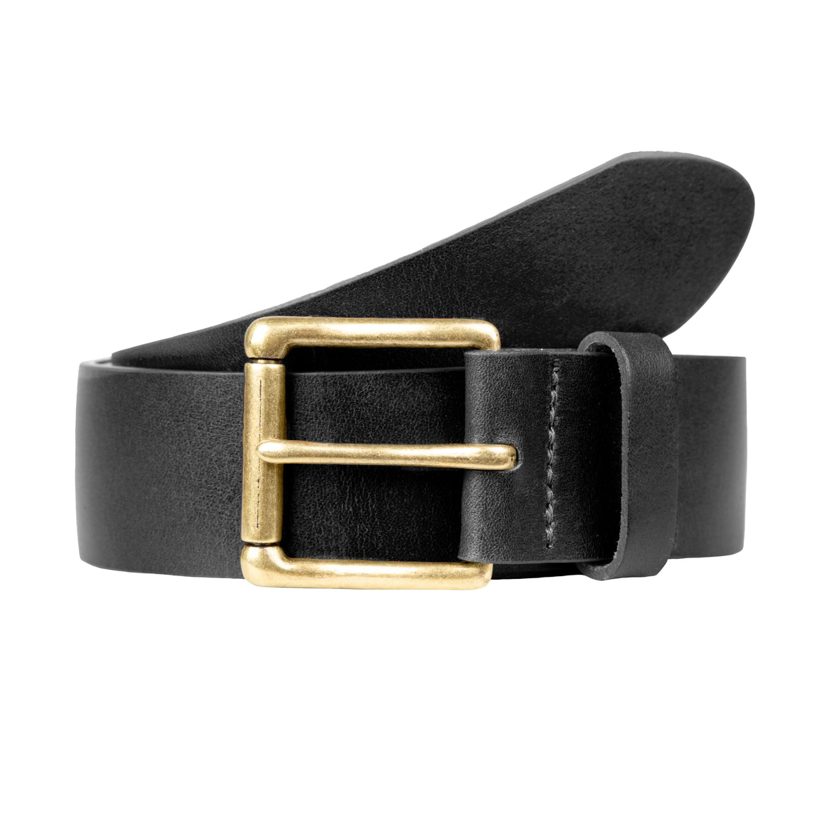 Heritage Lined Full-Grain Leather Belt with Antique Brass Buckle