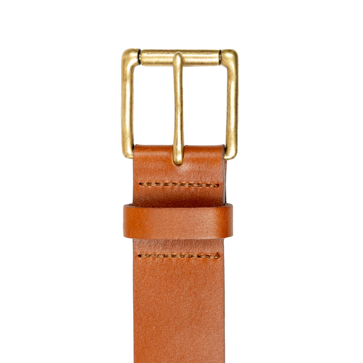 Heritage Lined Full-Grain Leather Belt with Antique Brass Buckle