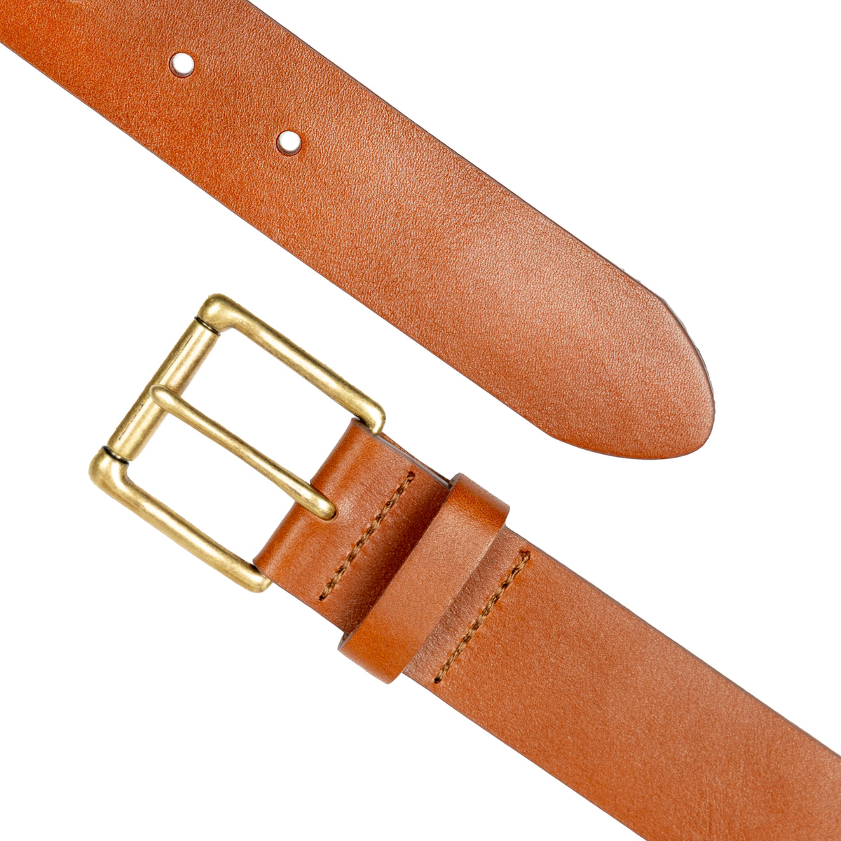 Heritage Lined Full-Grain Leather Belt with Antique Brass Buckle