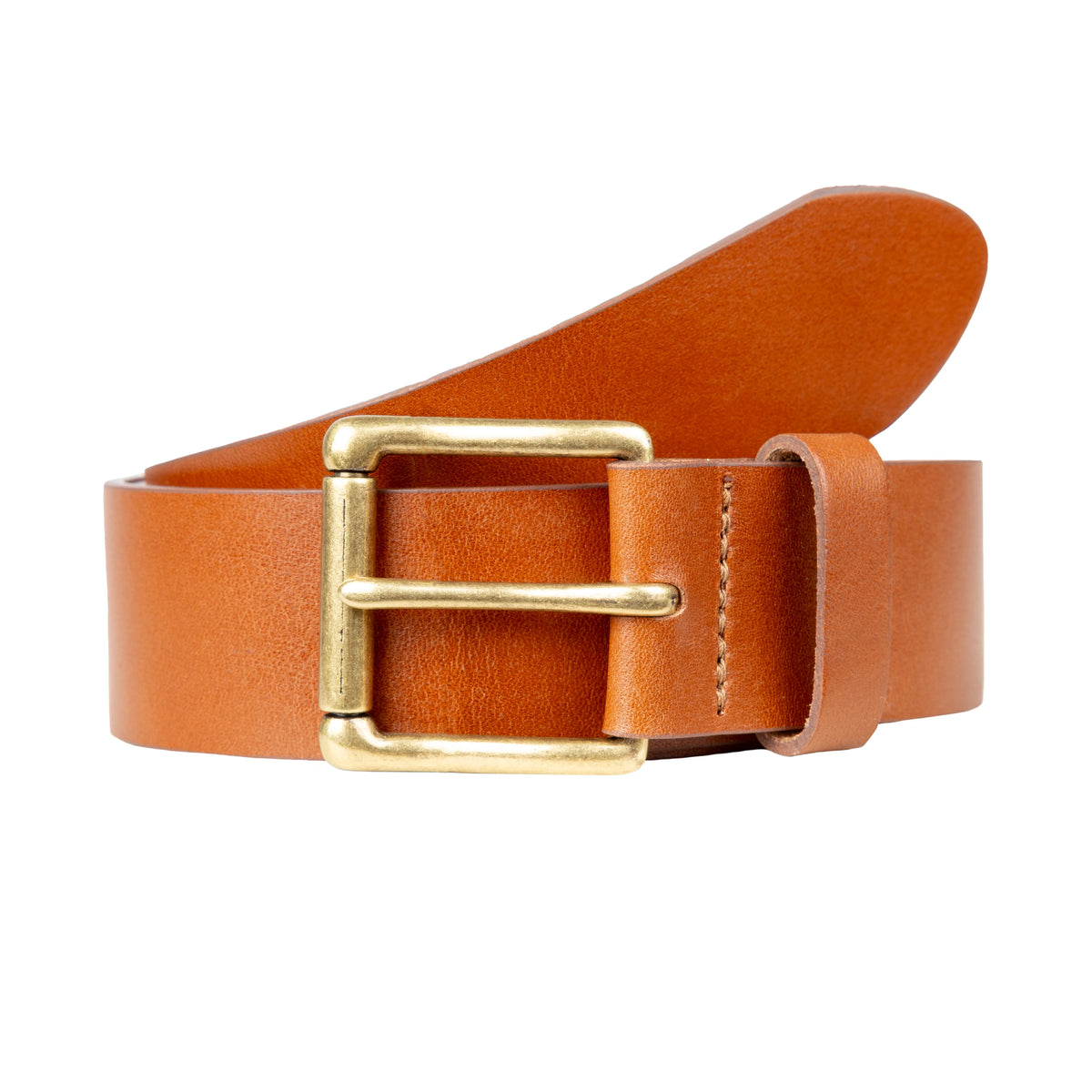 Heritage Lined Full-Grain Leather Belt with Antique Brass Buckle