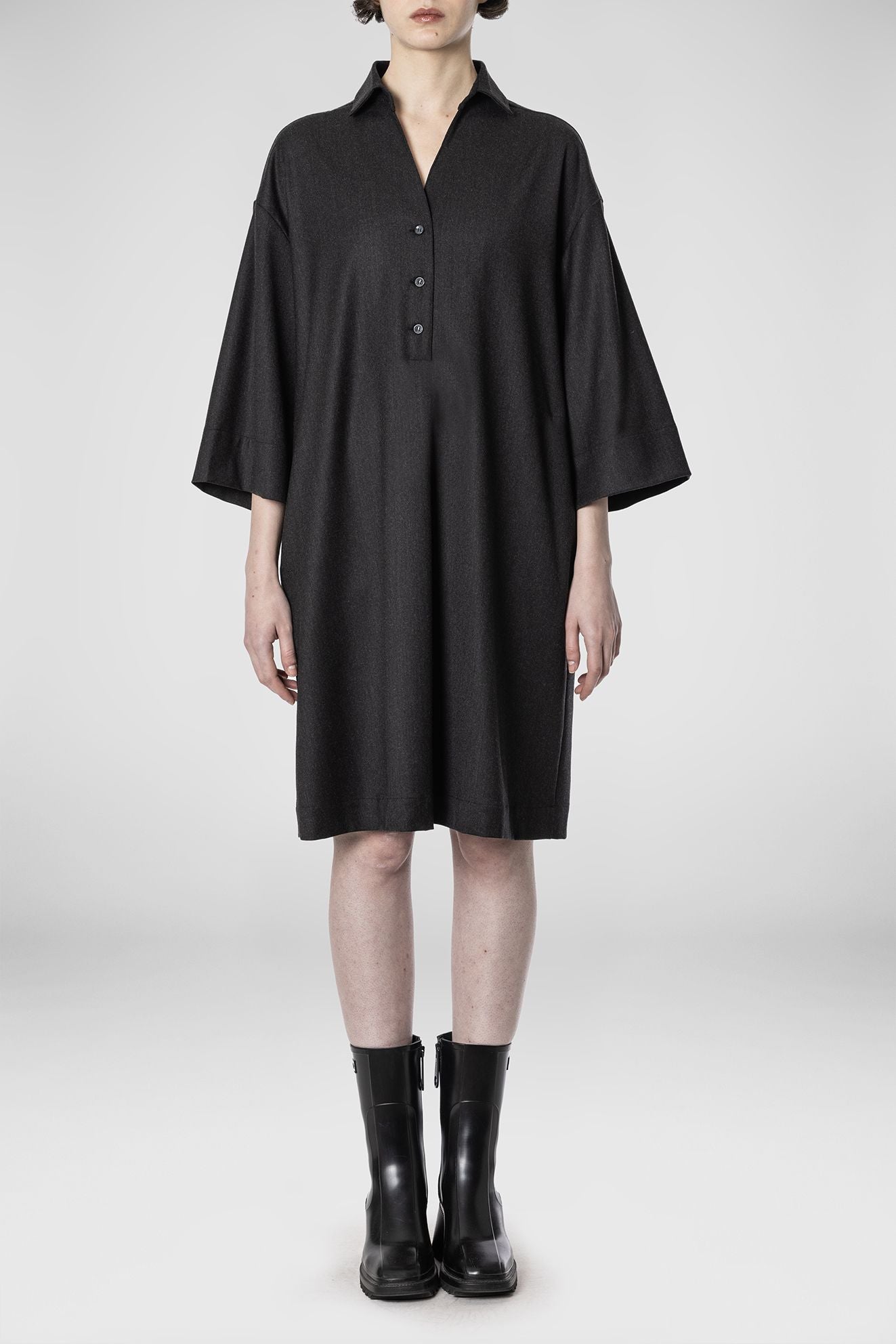 YC Whychi Navy Button Dress WH0756