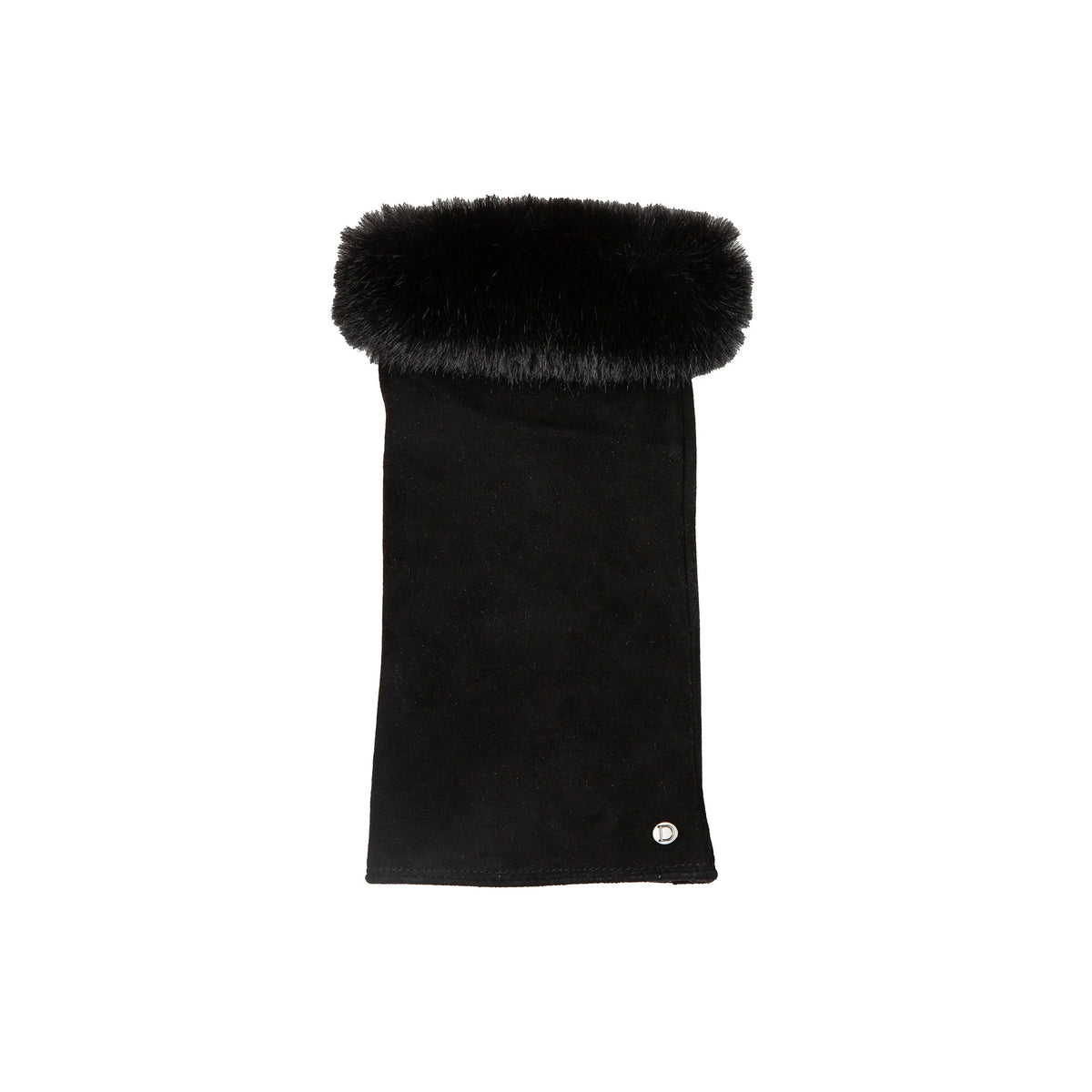 Fingerless Faux Fur-Lined Suede Mittens with Faux Fur Trim (Eva)