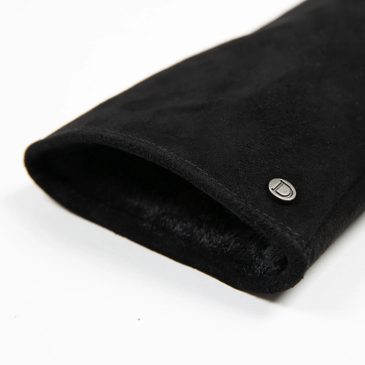 Fingerless Faux Fur-Lined Suede Mittens with Faux Fur Trim (Eva)