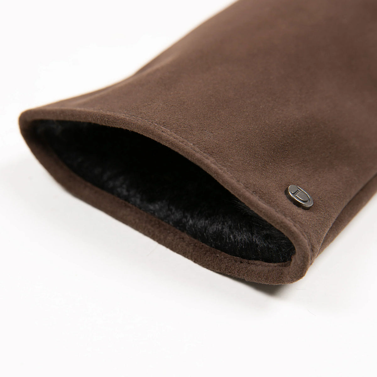 Fingerless Faux Fur-Lined Suede Mittens with Faux Fur Trim (Eva)