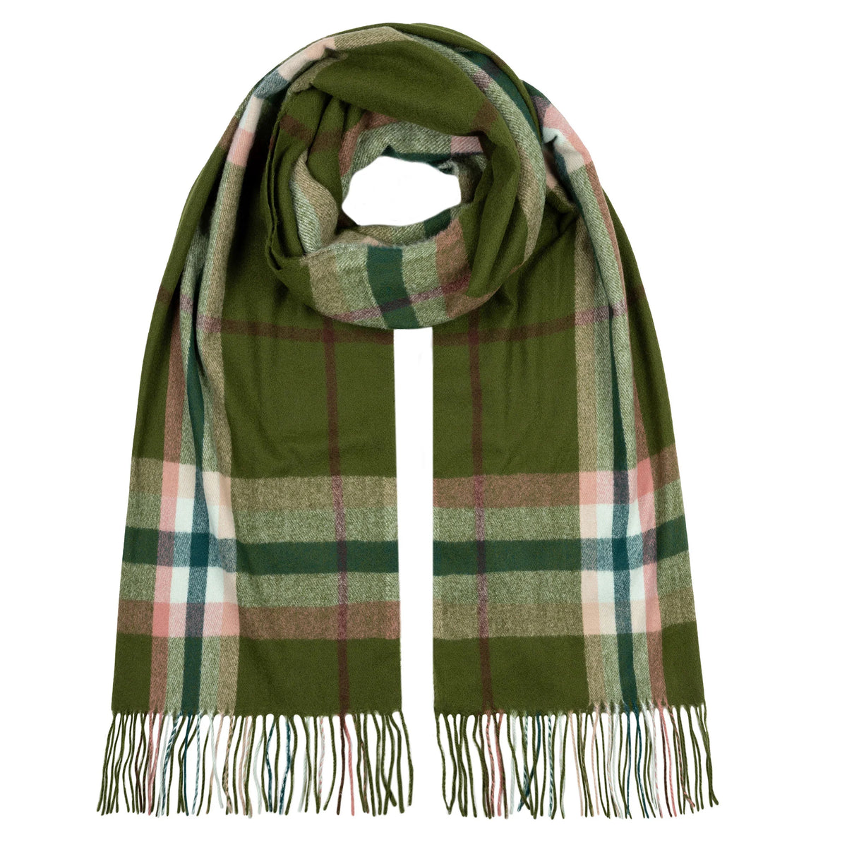 Plaid Check Scarf with Tassels