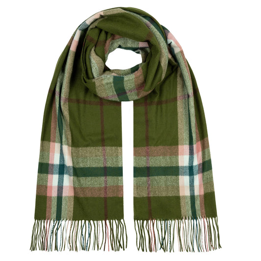 Plaid Check Scarf with Tassels