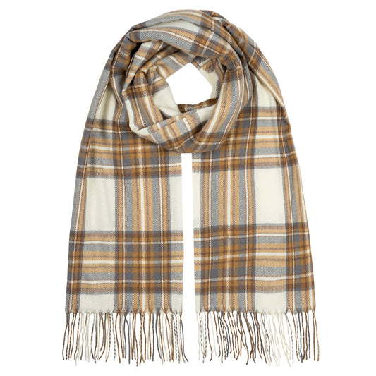 Plaid Check Scarf with Tassels