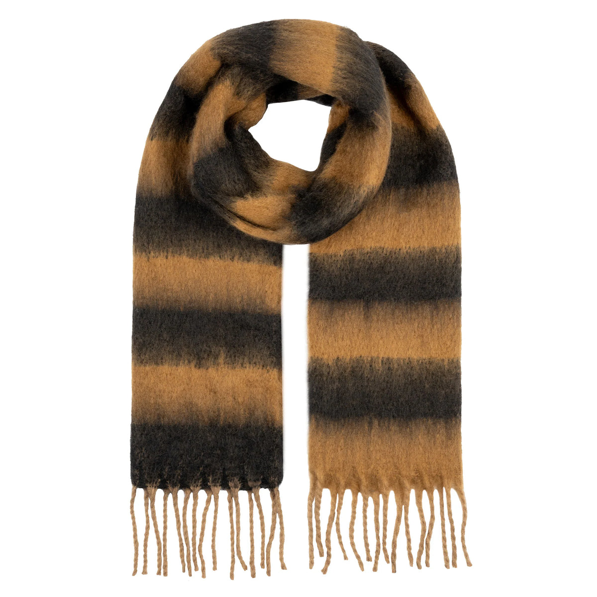Stripe Blanket Scarf with Tassels
