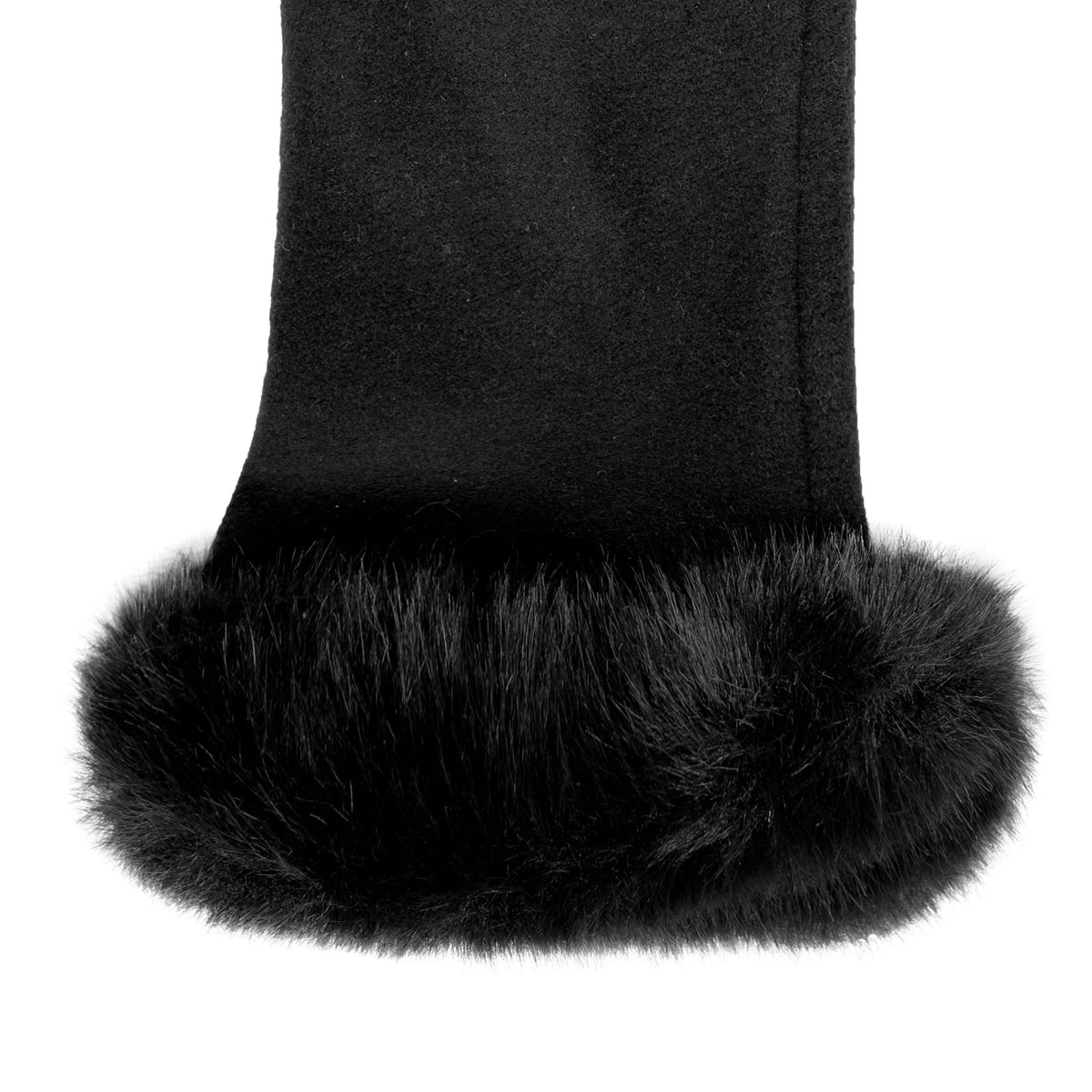 Touchscreen Fabric Gloves with Faux Fur Cuffs