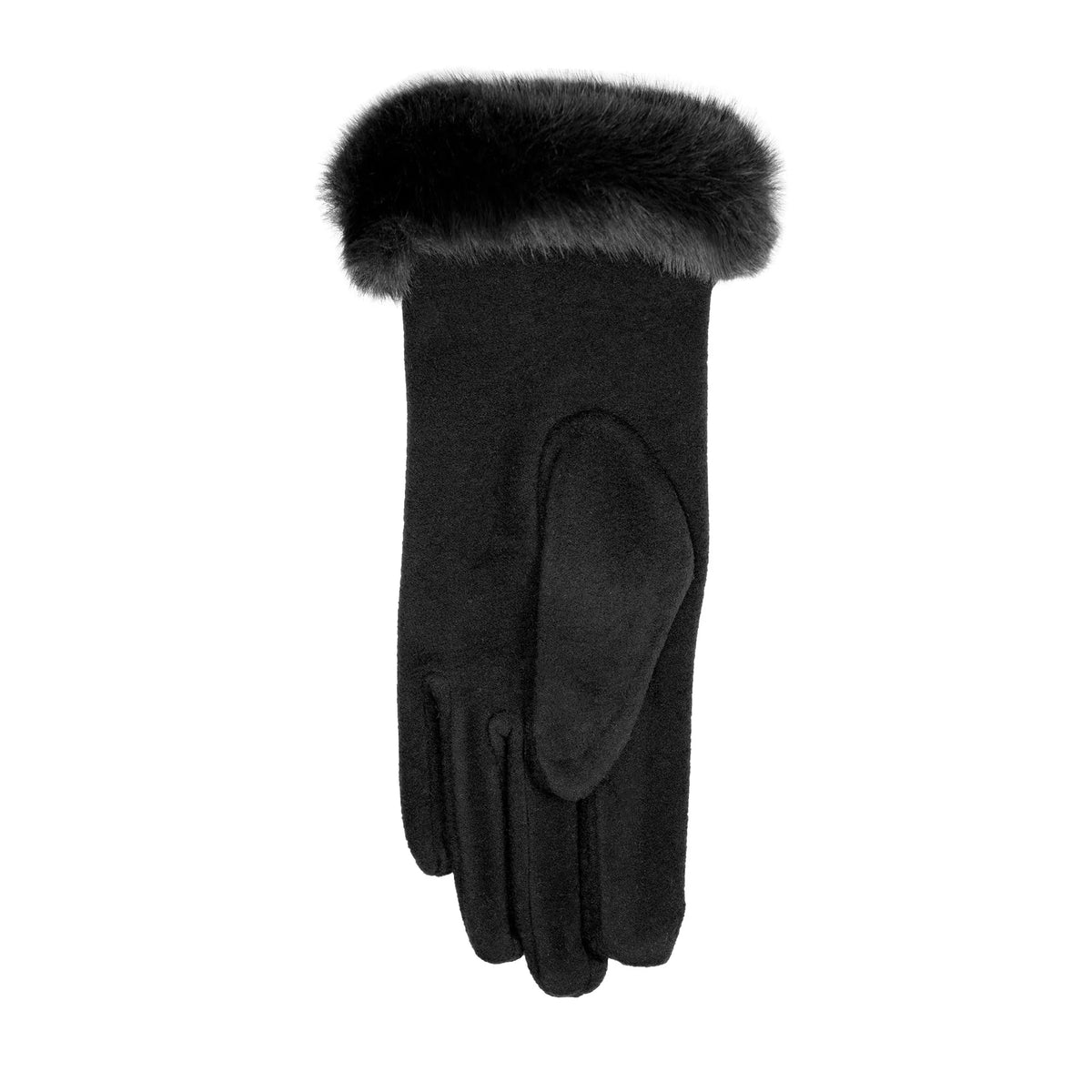 Touchscreen Fabric Gloves with Faux Fur Cuffs