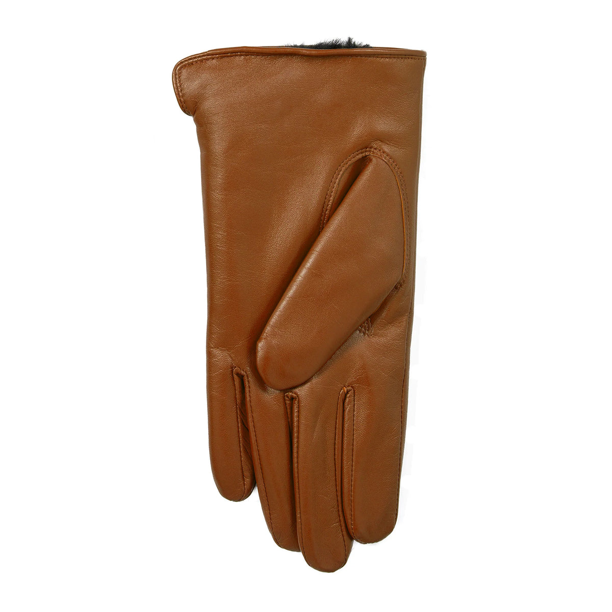 Touchscreen Single-Point Faux Fur-Lined Leather Gloves (Maria)