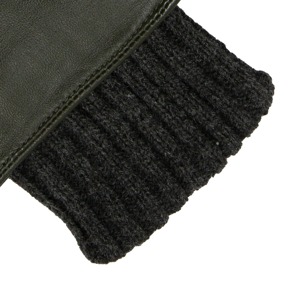 Touchscreen Water-Resistant Lined Waxed Cotton and Leather Gloves with Knitted Cuffs (Arabella)