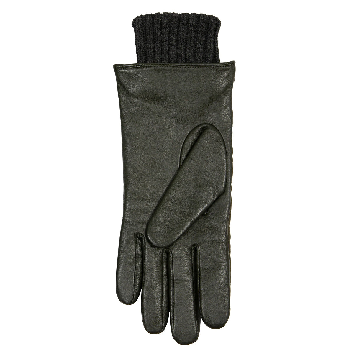 Touchscreen Water-Resistant Lined Waxed Cotton and Leather Gloves with Knitted Cuffs (Arabella)