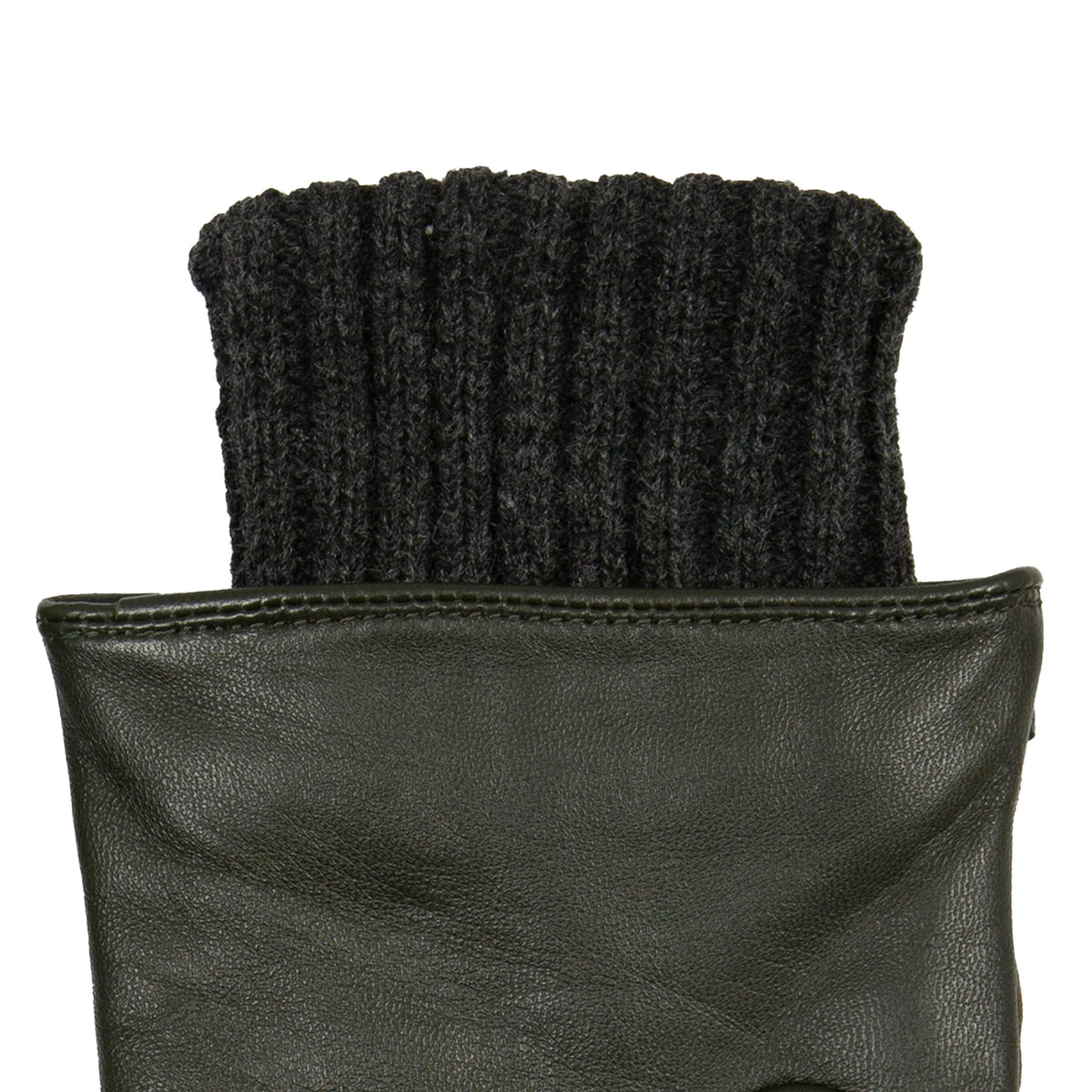 Touchscreen Water-Resistant Lined Waxed Cotton and Leather Gloves with Knitted Cuffs (Arabella)