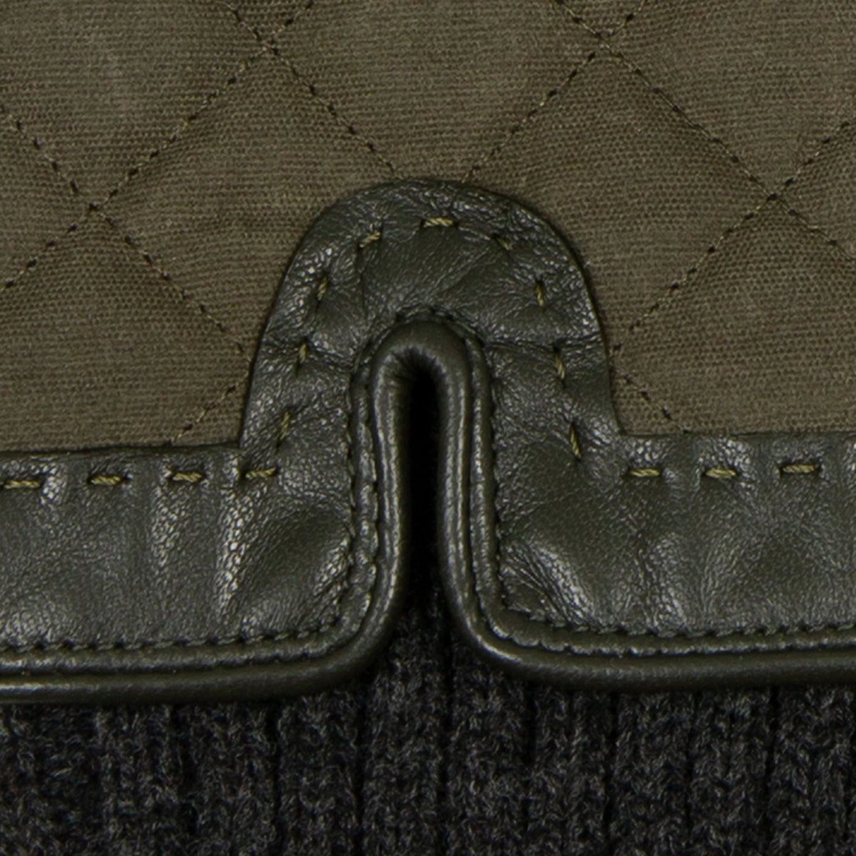 Touchscreen Water-Resistant Lined Waxed Cotton and Leather Gloves with Knitted Cuffs (Arabella)