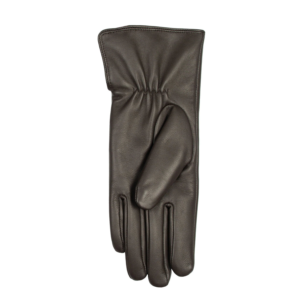 Women's Touchscreen Water-Resistant Faux Fur-Lined Leather Gloves with Buttons (Agata)