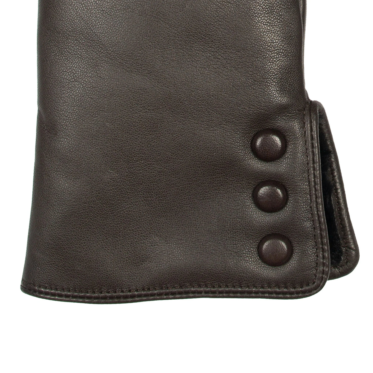Women's Touchscreen Water-Resistant Faux Fur-Lined Leather Gloves with Buttons (Agata)