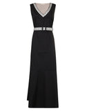 Purotatto Belted Black Maxi Dress