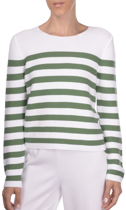 Gran Sasso Low Round Neck Stripe Sweater
