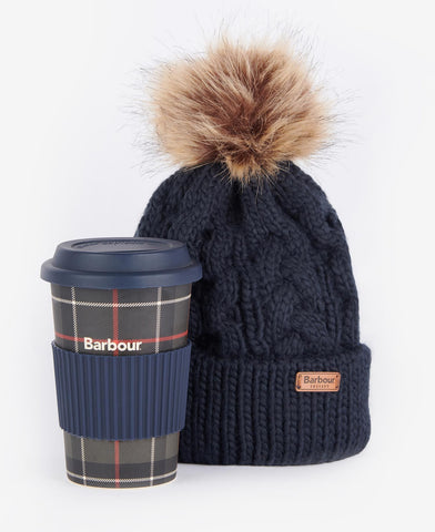 Barbour Travel Mug and Beanie Gift Set
