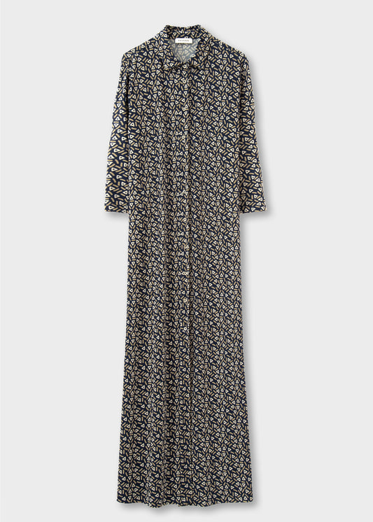 Rosso35 Blue Patterned Viscose Dress