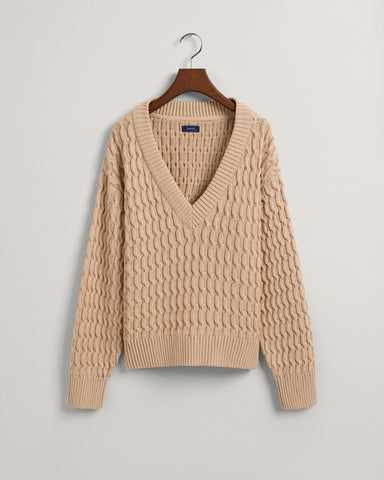 Gant Cotton Texture V-Neck Sweater