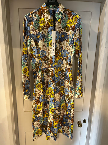 Caliban Yellow and Blue Floral Dress